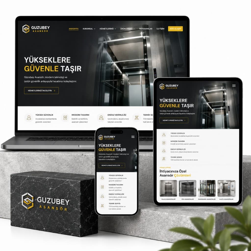 Tokat web tasarım referansı — Guzubey Asansör kurumsal site
